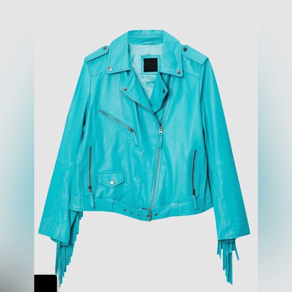 Nasty Gal Turquoise Leather Jacket